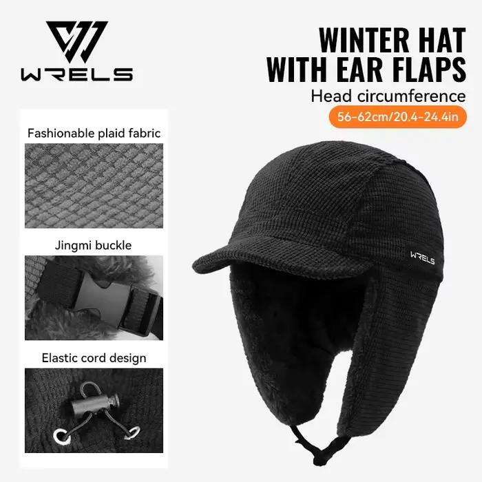 WRELS Chapeau d'hiver thermique avec cache-oreilles, pour cyclisme et moto en extérieur, casquette c