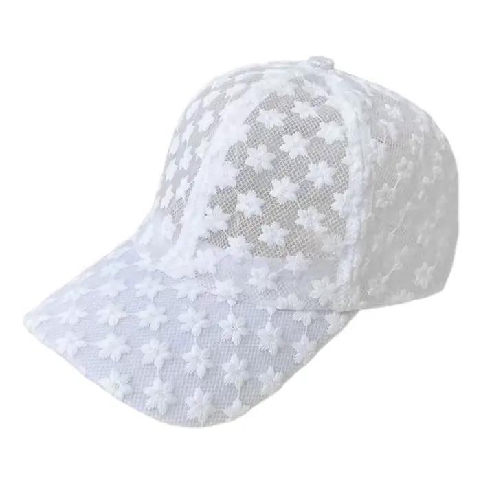 Casquette de baseball en dentelle de viscose à motif floral ajouré, respirante, séchage rapide, chap