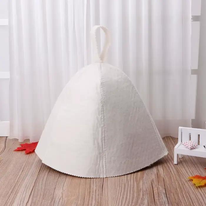 Chapeau de Sauna Anti-chaleur en laine blanche, protection de tête pour la maison de bain, Style rus