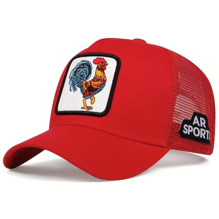 Chapeau de coq en filet brodé d'animaux, casquette de Baseball pour hommes et femmes, casquette de c