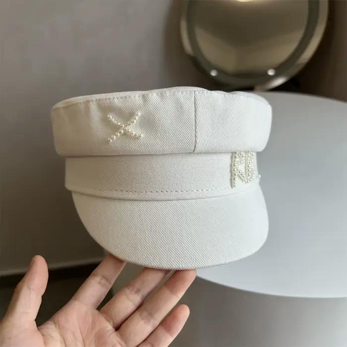 Casquette Baker Boy en coton/lin/cachemire avec monogramme, style vintage, pour le printemps et l'ét
