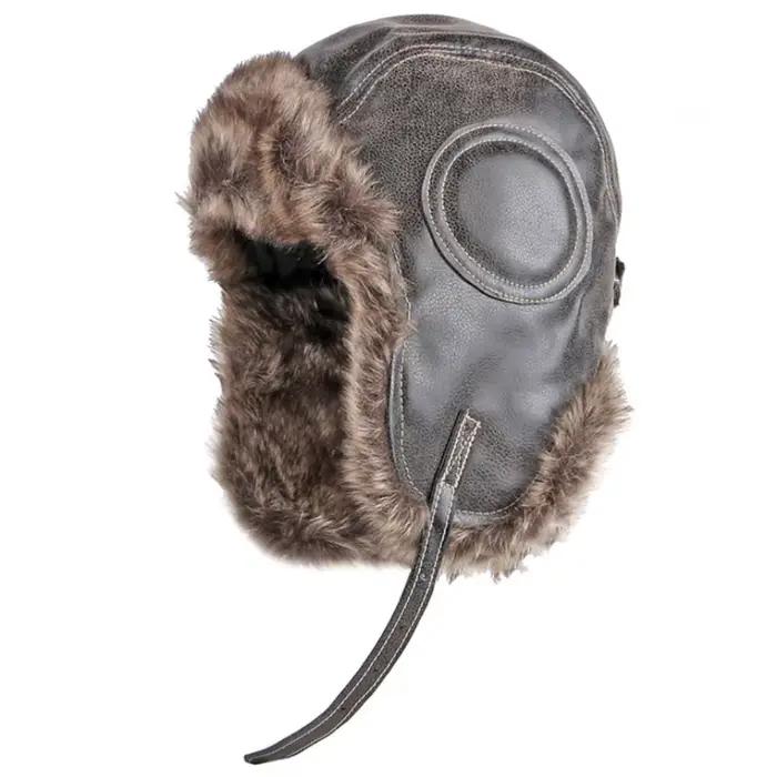 HT4877 chapeau russe unisexe épais chaud hiver fourrure chapeau pour hommes femmes coupe-vent en cui
