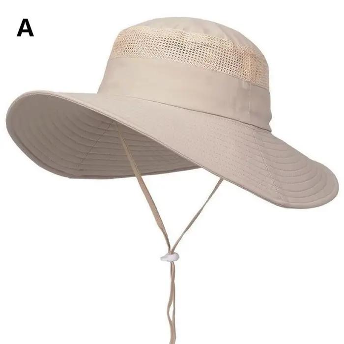 Chapeau de pêcheur en plein air, seau à large bord avec cou, couverture de randonnée réglable, pêche