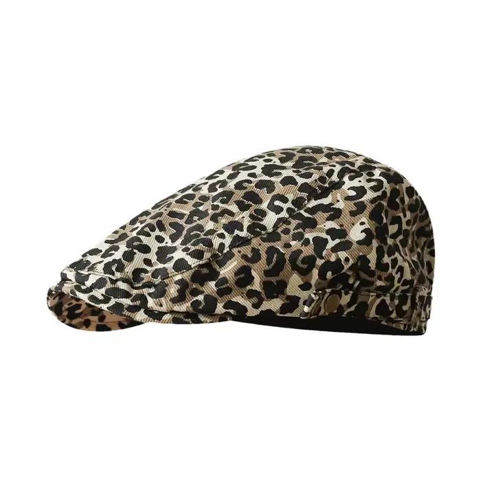 Béret français imprimé léopard, chapeaux de journal pour femmes et hommes, béret de printemps et d'é