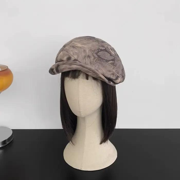Béret imprimé léopard américain pour femmes, automne hiver, daim velours plissé, Design amincissant,
