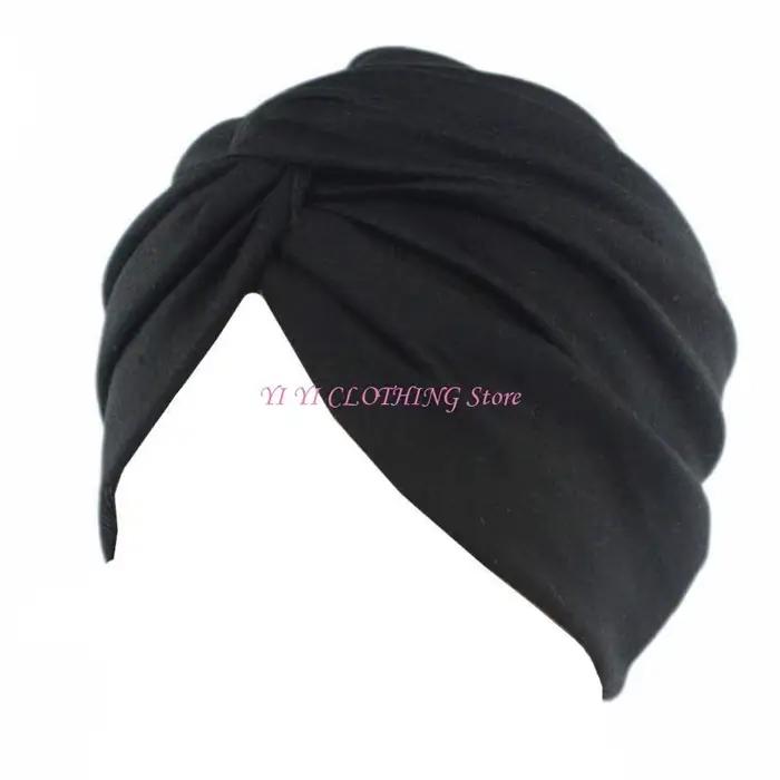 N5KF – casquette Turban pour femmes, bonnet couleur unie, foulard élastique torsadé froncé