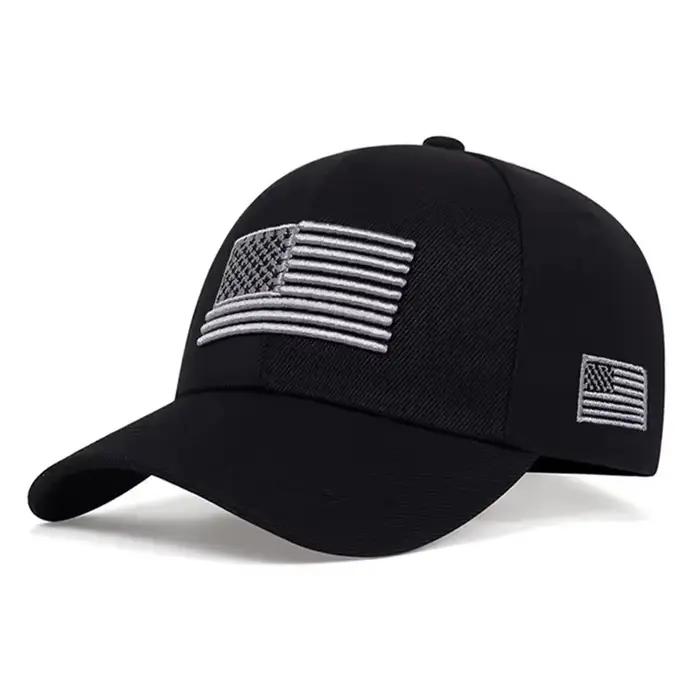 Nouveau chapeau de Baseball drapeau américain pour hommes, couleur unie, brodé, sport, langue de can