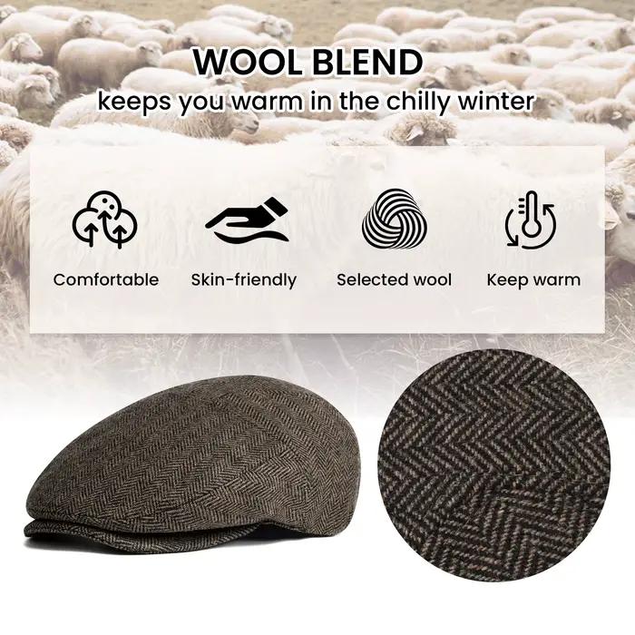 JANGOUL hommes laine mélange XL XXL Ivy casquette gavroche classique Tweed Gatsby Cabbie chapeau pla