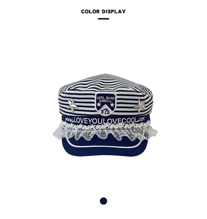 Cos Performance britannique rétro marine vent marin chapeau femme JK été polyvalent vacances fête oc
