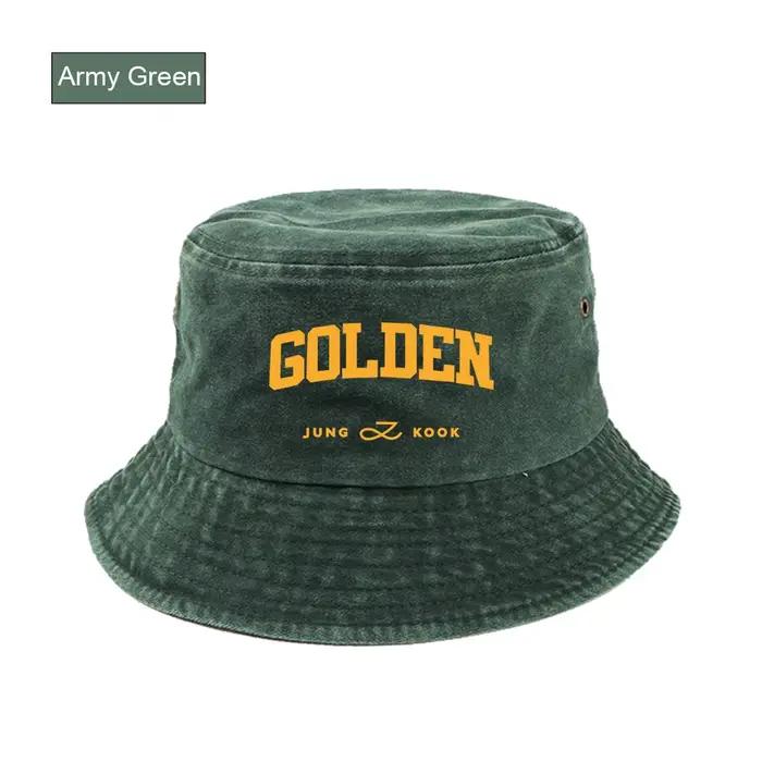 Kpop Jung Kook 1er Album Solo doré Jungkook seau chapeau pour hommes pur coton Panama pêcheur Gorras