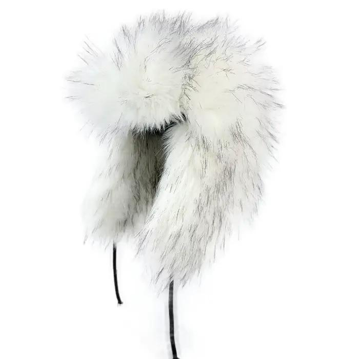 Bonnet rond en fausse fourrure de raton laveur pour femmes, bonnets moelleux, chapeau de bombardier 