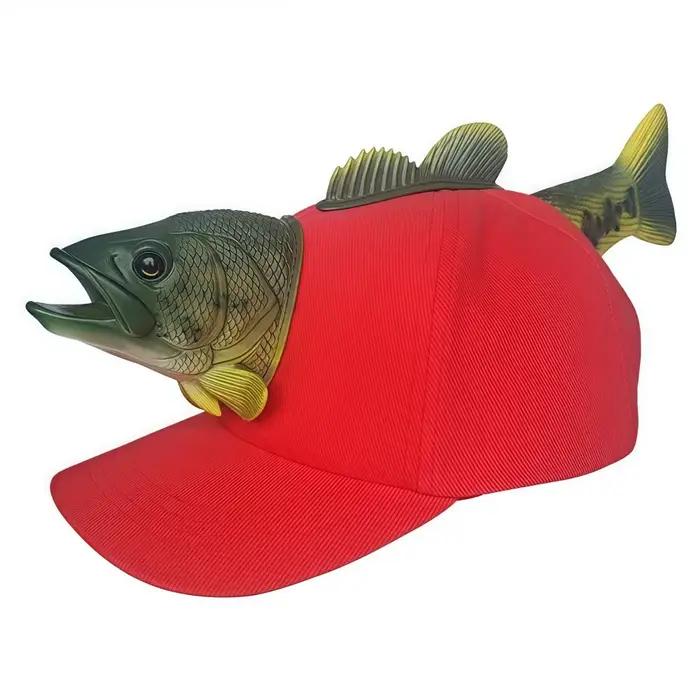 Casquette de camionneur amusante 3D en forme de poisson, taille unique ajustable, casquette de pêche