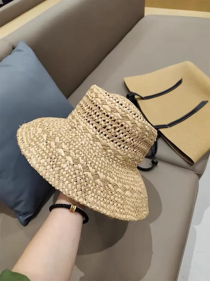 Chapeaux de soleil pliables en raphia tissé à la main pour femmes, protection UV, respirants, style 
