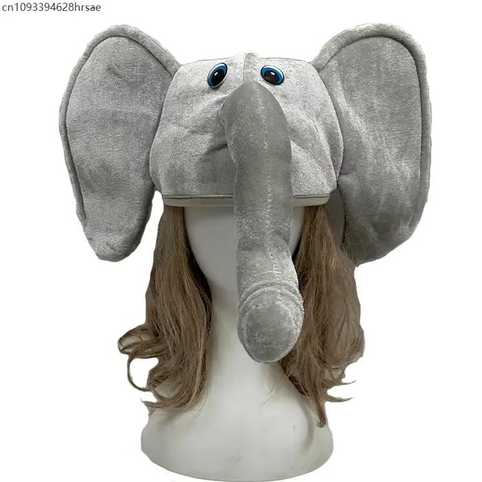 Adulte unisexe drôle Halloween Animal éléphant tronc casquettes en peluche adulte en peluche éléphan