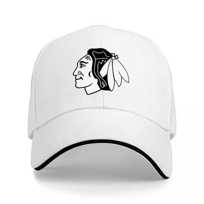 Casquette de baseball avec logo de l'équipe de hockey des Blackhawks de Chicago, noire avec bordure 