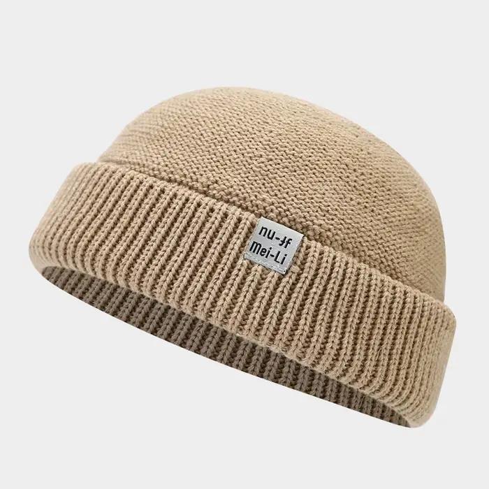 Bonnet Hip Hop en tricot pour homme et femme, style docker, sans bord, ample, pour l'automne et l'hi