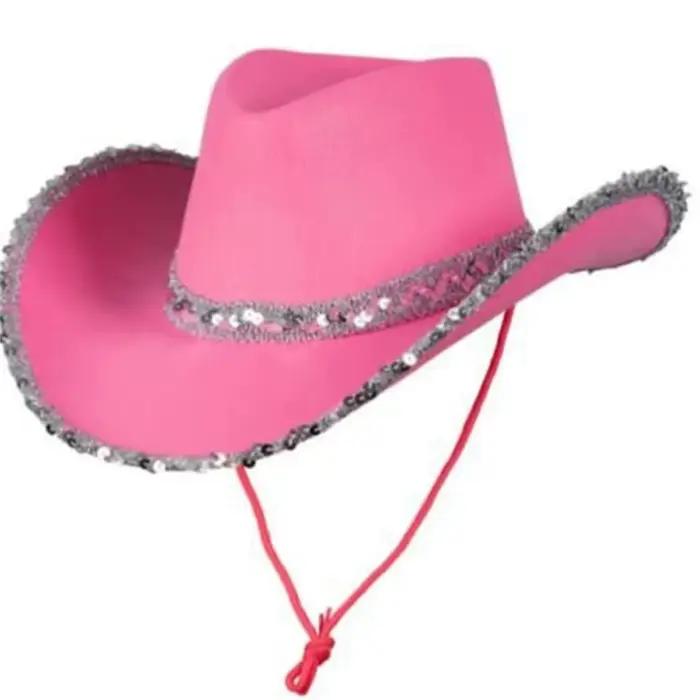 Mode femmes Cosplay Cowboy accessoire Costume fête Cowgirl chapeau paillettes Cowgirl chapeaux Bache