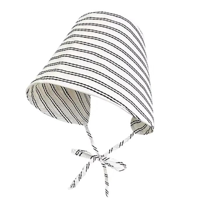 Chapeau de soleil à rayures UPF50+, chapeau de soleil en polyester réglable avec cordon sous le ment