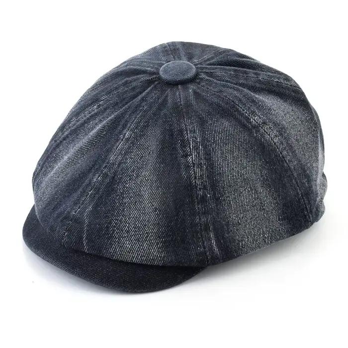 Chapeau béret en denim lavé pour hommes, casquettes Newsboy, streetwear extérieur masculin, casquett