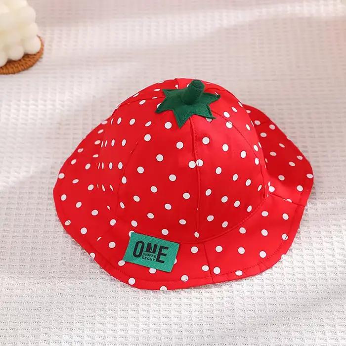 Chapeau Bob Bébé Fraise Dessin Animé Mignon Rouge pour Tout-Petits Garçons Filles – Chapeau de Solei
