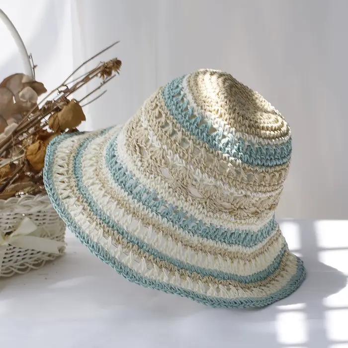 Chapeaux pour femmes nouveau Style de mode chapeau seau multicolore pliable soleil Crochet chapeau p