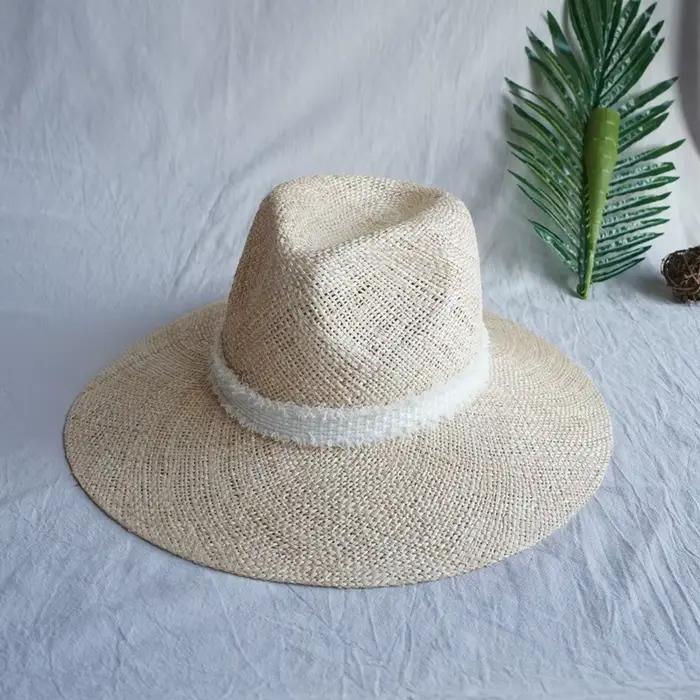 Chapeau de soleil en paille à large bord pour femme, ander, Enge naturel, Chapeau de plage, Jazz for