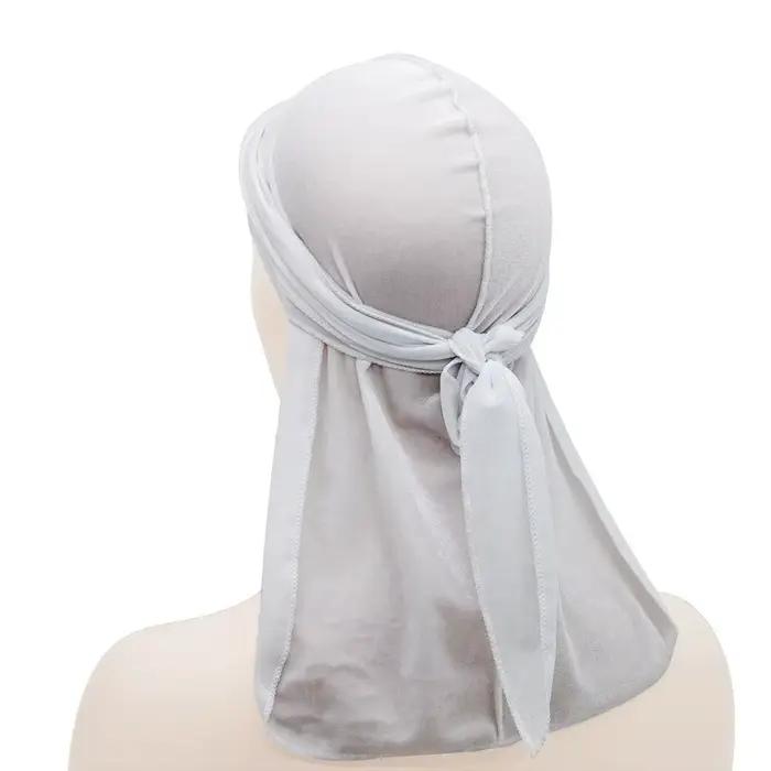 Nouveaux bonnets en velours respirants et élastiques, style pirate, à longue queue, ajustables, unis