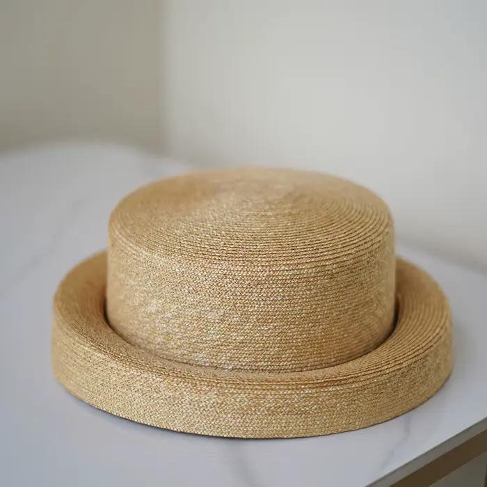 Chapeau Fedora Vintage en paille naturelle pour femmes, bérets de luxe français élégants, chapeau se