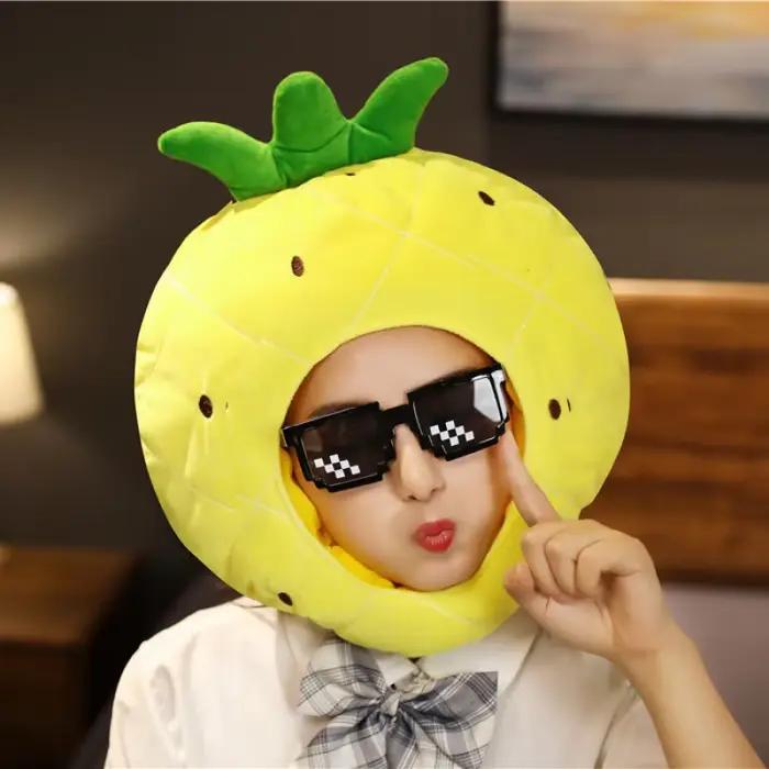 Couvre-chef en peluche de dessin animé, fête Cosplay, chapeau de nourriture d'aubergine drôle, casqu