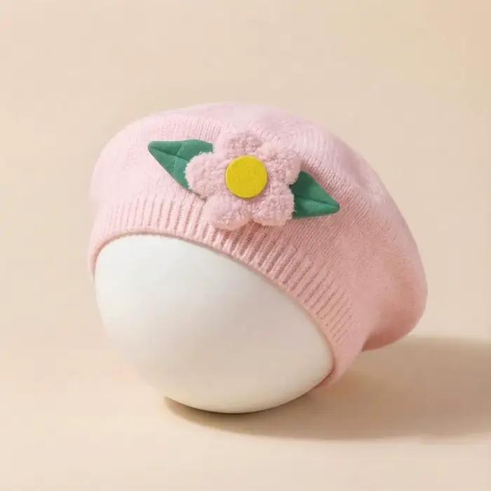 Nouveau béret fleuri pour bébé, doux et respirant, chapeau de style britannique pour filles, chapeau