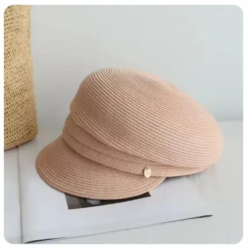 Chapeau Octogonal Tissé en Paille Asymétrique pour Femme, Accessoire de Styliste, Décontracté, à la 