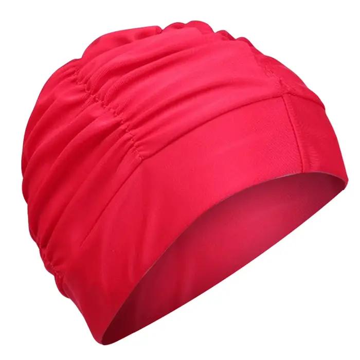 Bonnets de bain pour femmes adultes, haute élasticité, plissés, en polyester, pour cheveux longs, tr
