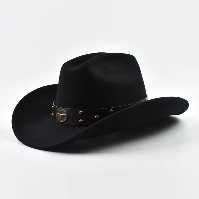 Hommes femmes Vintage grand bord Western Cowboy chapeau Gentleman Cowgirl Jazz chapeau Cloche église