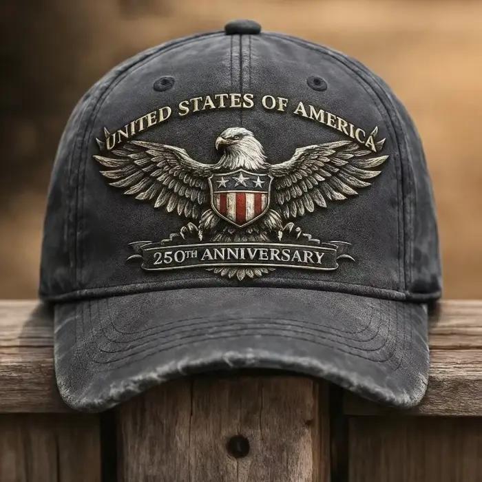 Chapeau personnalisé avec emblème d'aigle et bouclier du 250e anniversaire des États-Unis |   Casque