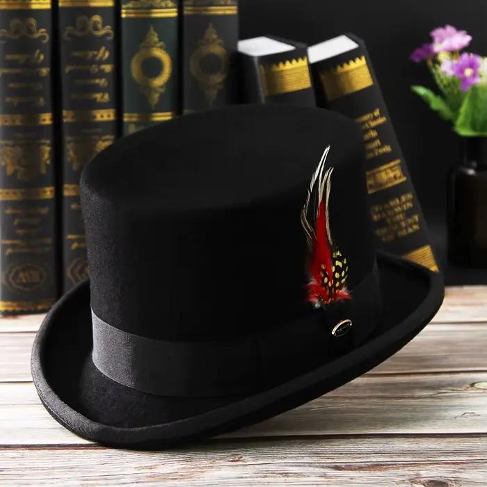 Chapeau 100% laine rose pour hommes et femmes, haut Fedora, chapeau melon pour homme, chapeau magiqu