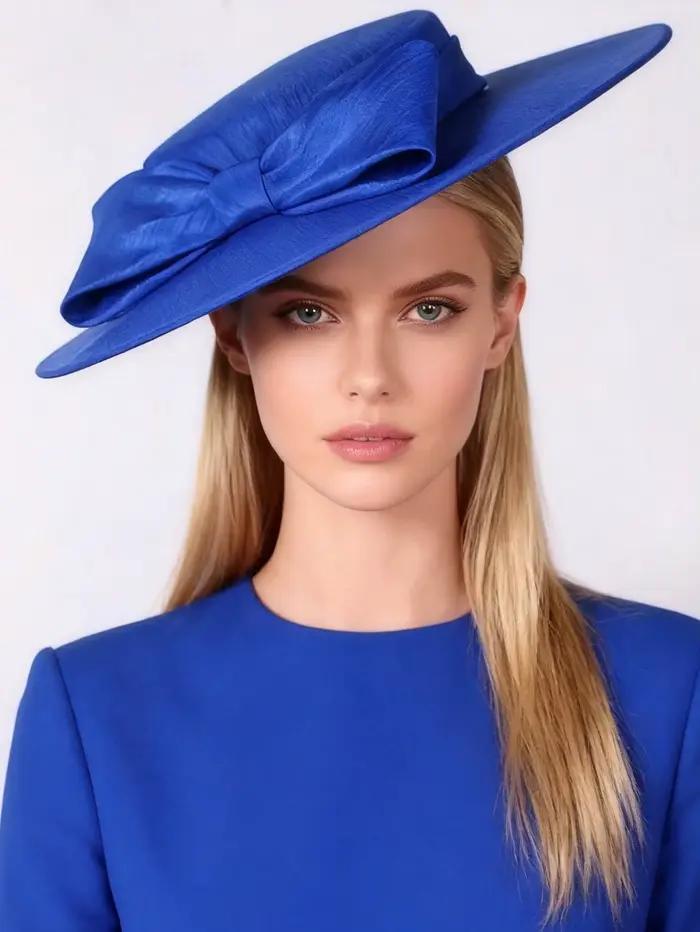 Chapeaux fascinateurs d'église à large bord pour femmes, casquette formelle Kentucky à gros nœud pap