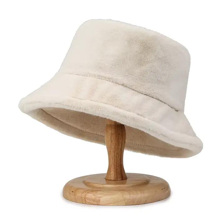 Chapeaux seau épais et chauds pour femmes, nouvelle collection automne hiver, plein air, couleur uni