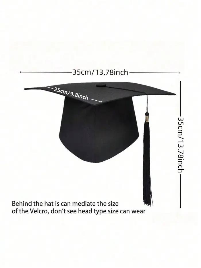 Chapeau de graduation noir pour adultes, toges de bachelier avec pompons, fournitures de décoration 