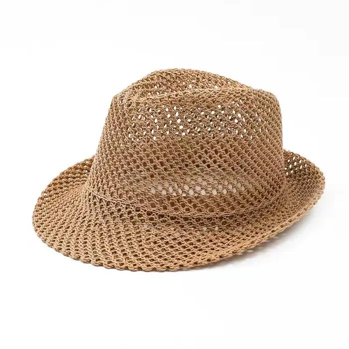 Chapeau Panama d'été unisexe, Design en maille respirante, matériau en coton-polyester, bord Compact