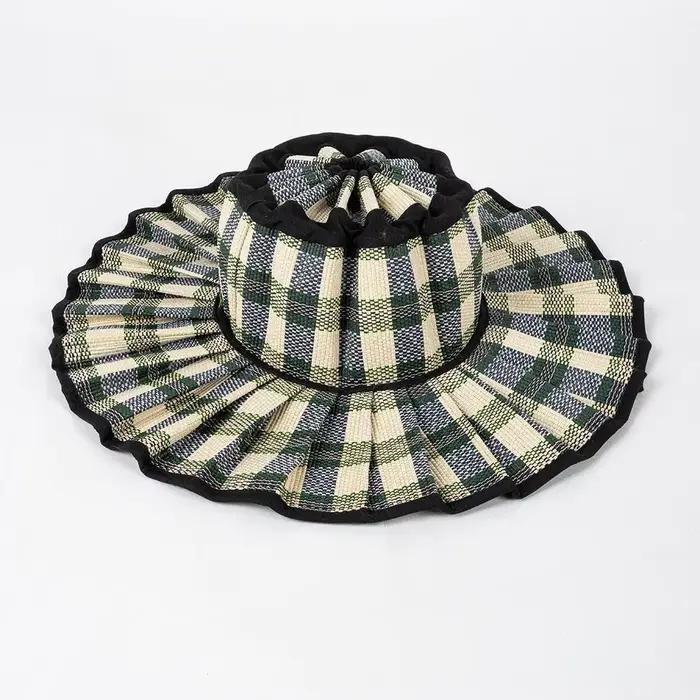 Nouveau Chapeau de Soleil Pliable pour Femme, Visière Plissée, Protection UV Extérieure, Large Bord,