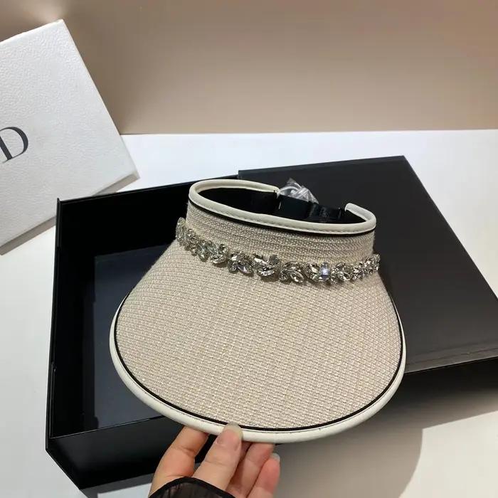 Chapeau de soleil de luxe à strass pour femme, anti-UV, à large bord, idéal pour l'été, la plage et 