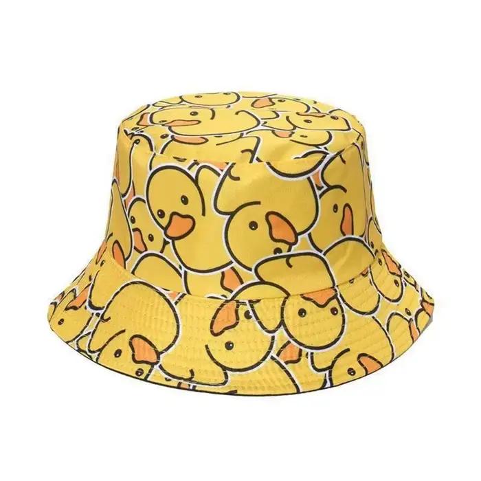 Chapeau de pêcheur imprimé canard jaune, pare-soleil d'extérieur quatre saisons, chapeau de bassin, 