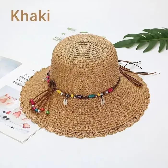 Chapeau de paille d'été pour filles, chapeaux de soleil pour sortie de plage, chapeaux seau, chapeau
