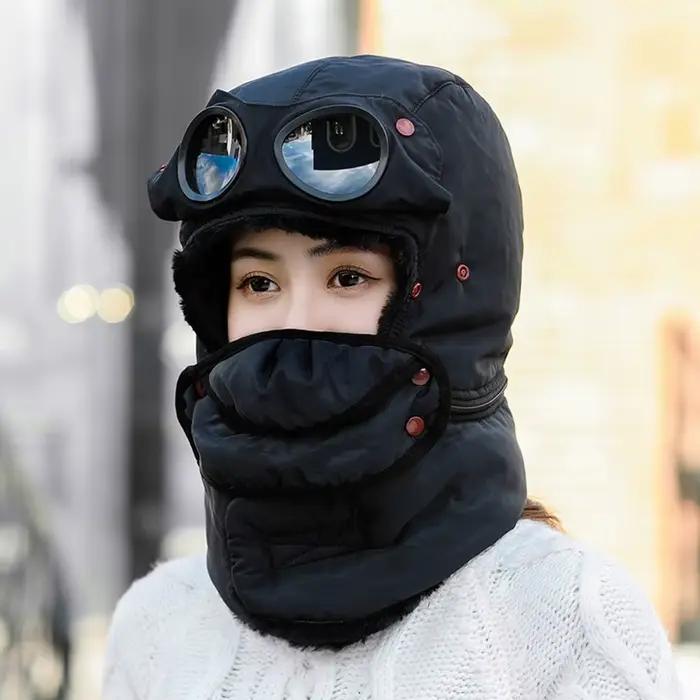 Chapeau chaud d'hiver pour hommes et femmes, casquette d'équitation, écharpe épaisse, rabat d'oreill