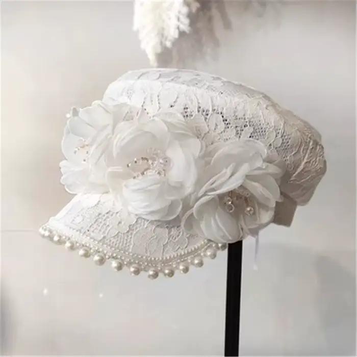 202604-shi Casquette de loisirs pour femme, style chic et vintage, en fausse fourrure, avec bordure 