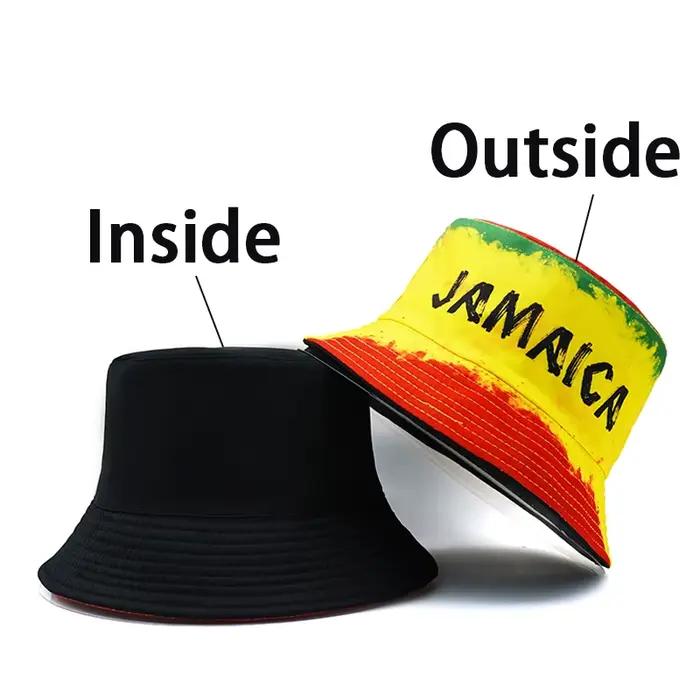 Bocca Jamaica Printing Retro Hat, Rolta Letter Pattern, Red, Yellow, Green FishSuffolk Hats, Locatio