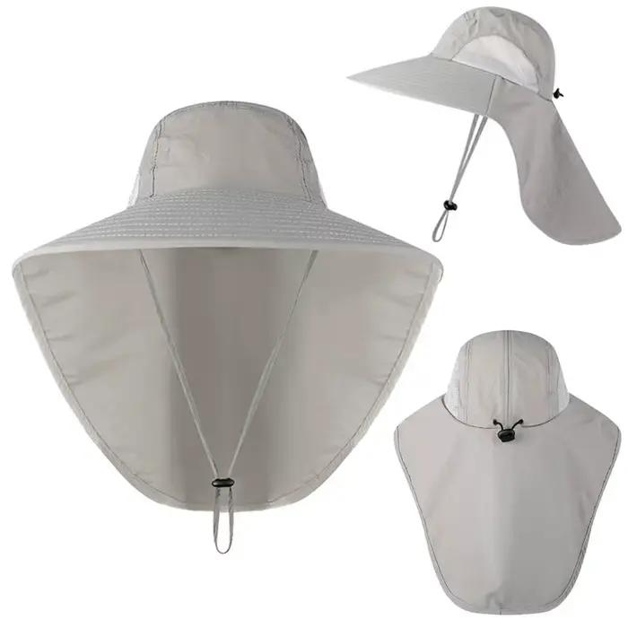 Chapeau de protection UV avec large bord et rabat pour le cou pour hommes et femmes, réglable, été, 