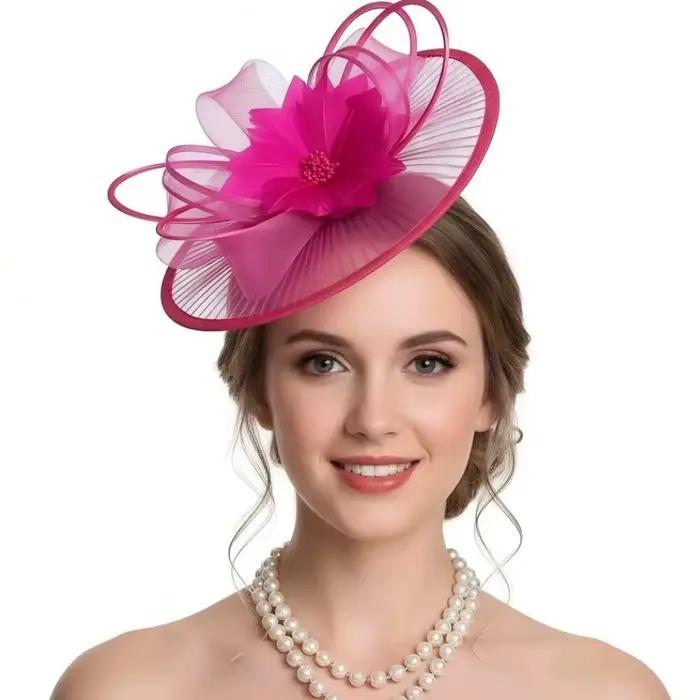 Chapeau bibi rétro pour femme, orné de fleurs, pour fêtes, mariages, événements, courses, accessoire