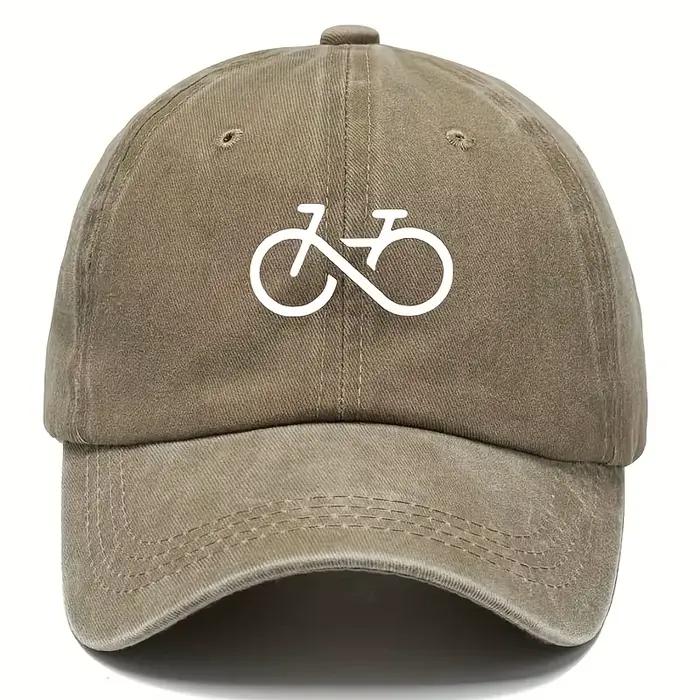 Casquette de baseball imprimée vélo vintage au design géométrique blanc pour la course, la randonnée