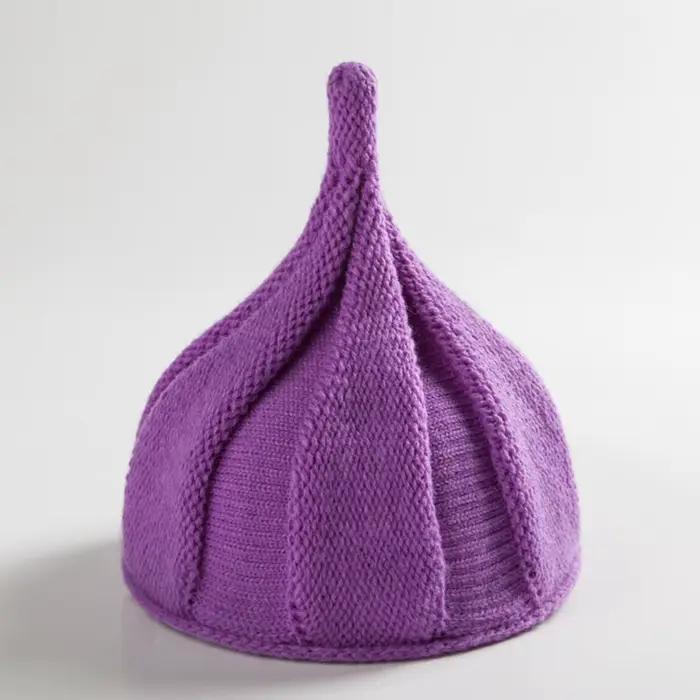 Chapeau tricoté à fleurs torsadées pour femmes, couleur unie, bonnet décontracté, mode de rue, coupe
